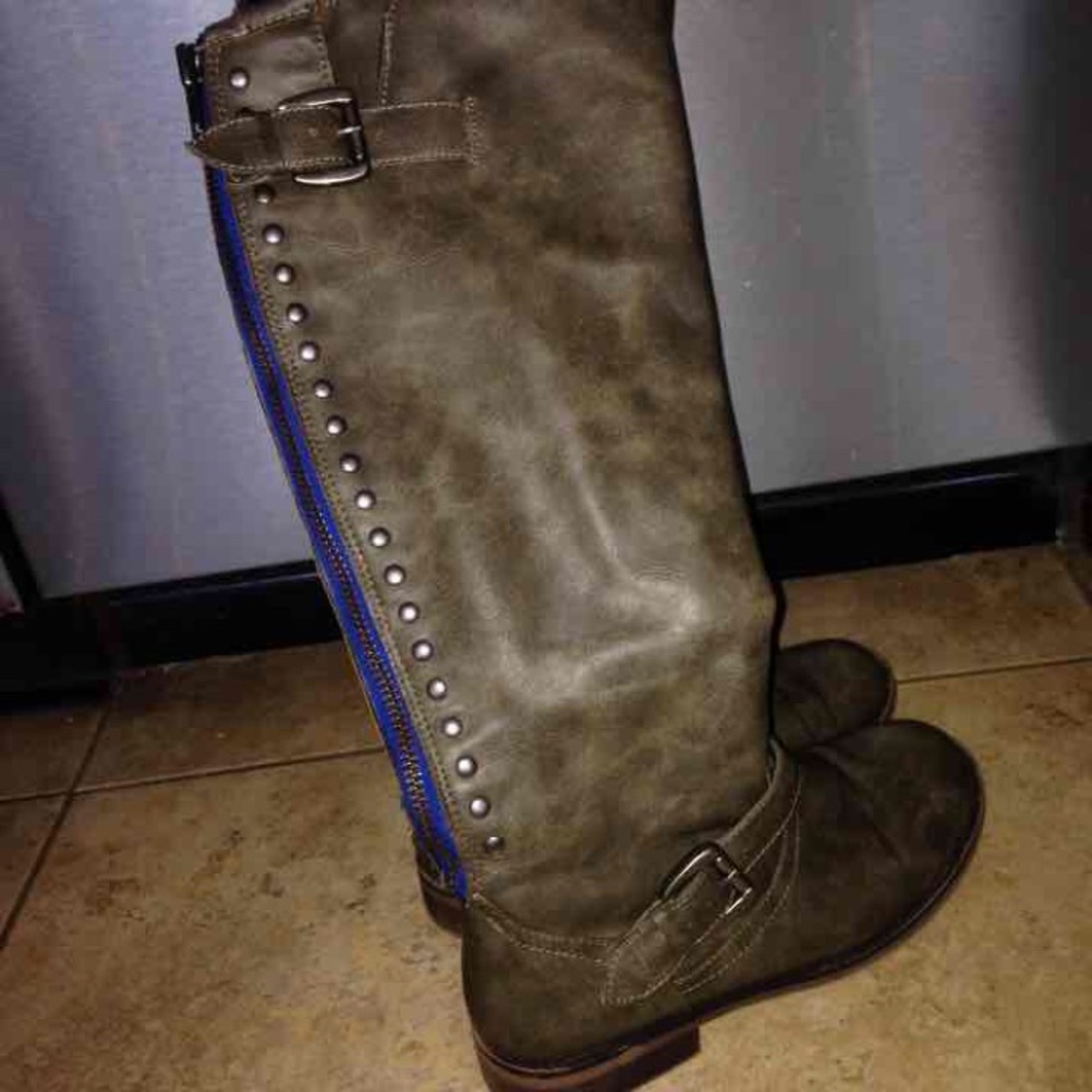 Candies Blue Zipper Boot 7