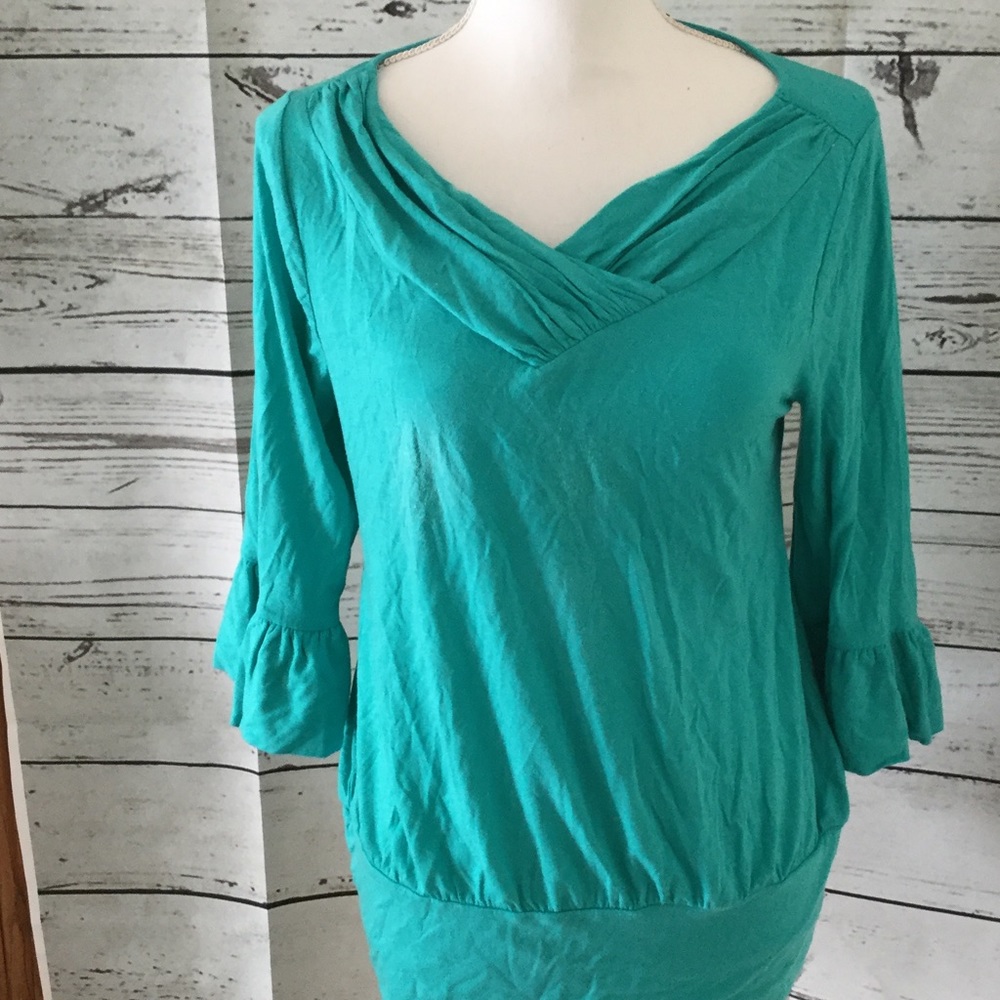 Elisabeth Hasselback aqua colored top