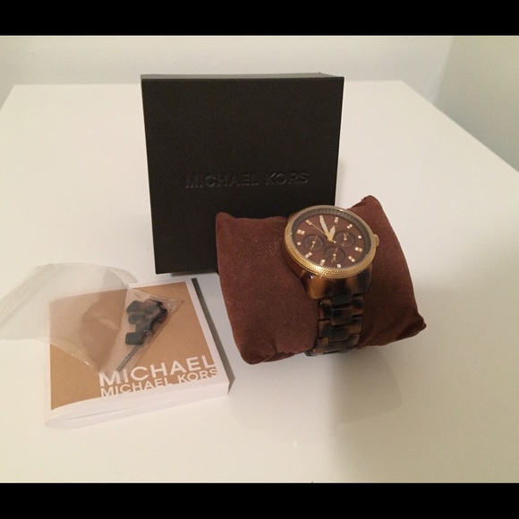 MK 5038 tortoise shell jet set chronograph watch - Picture 2 of 7