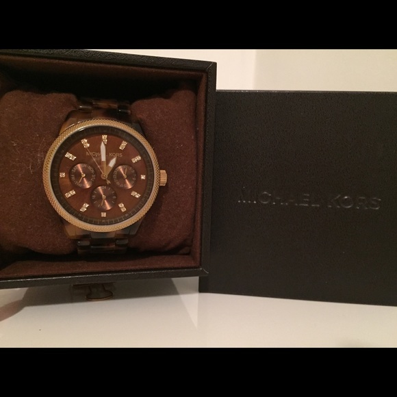 MK 5038 tortoise shell jet set chronograph watch - Picture 3 of 7