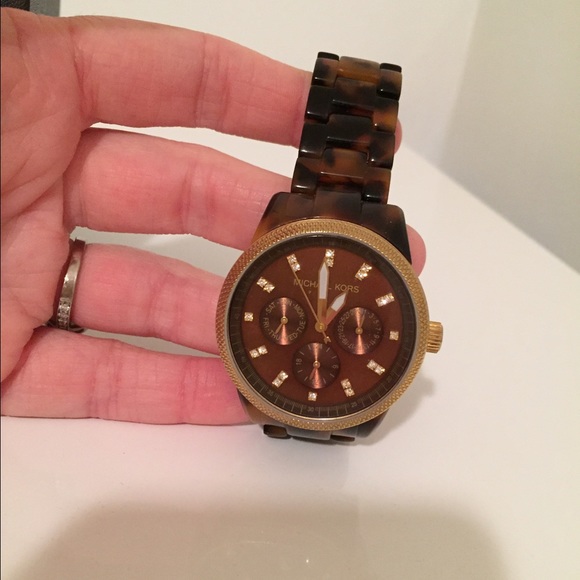 MK 5038 tortoise shell jet set chronograph watch - Picture 4 of 7