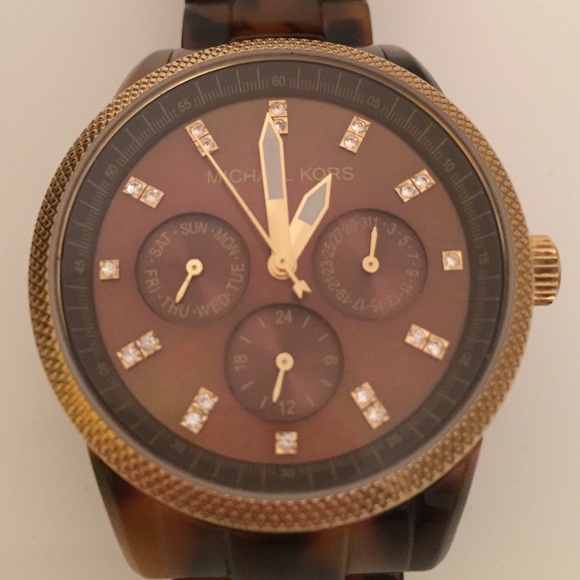 MK 5038 tortoise shell jet set chronograph watch - Picture 7 of 7