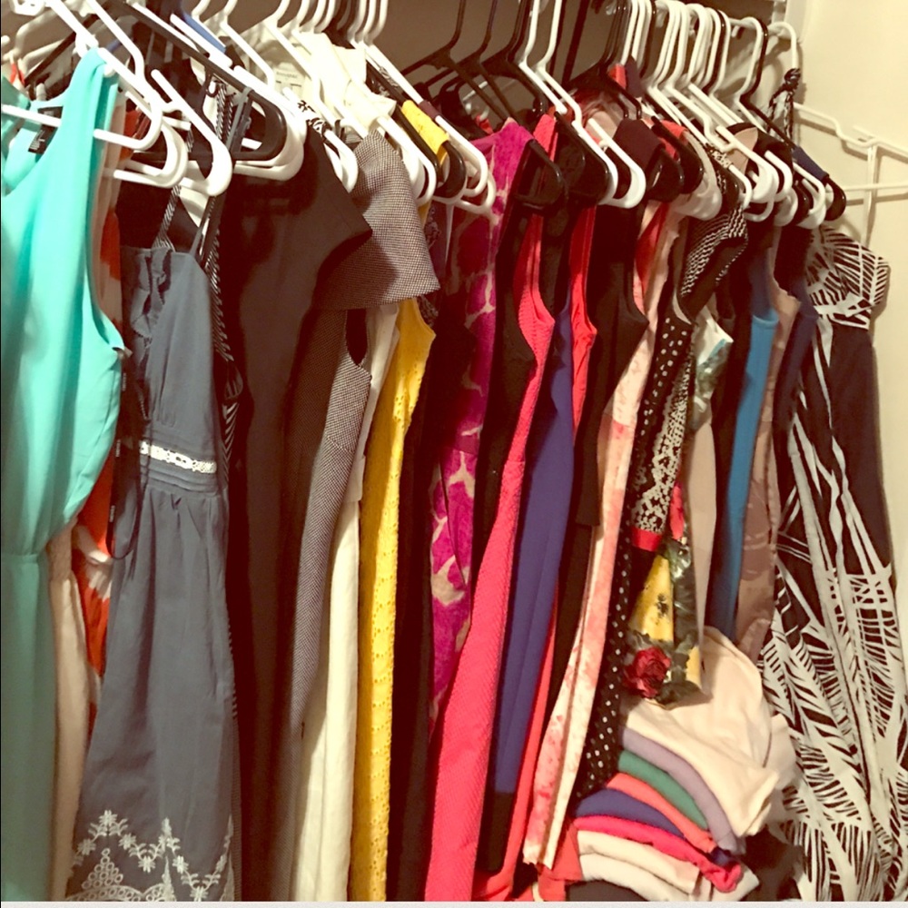 45 dresses and 9 sweaters size 0-2