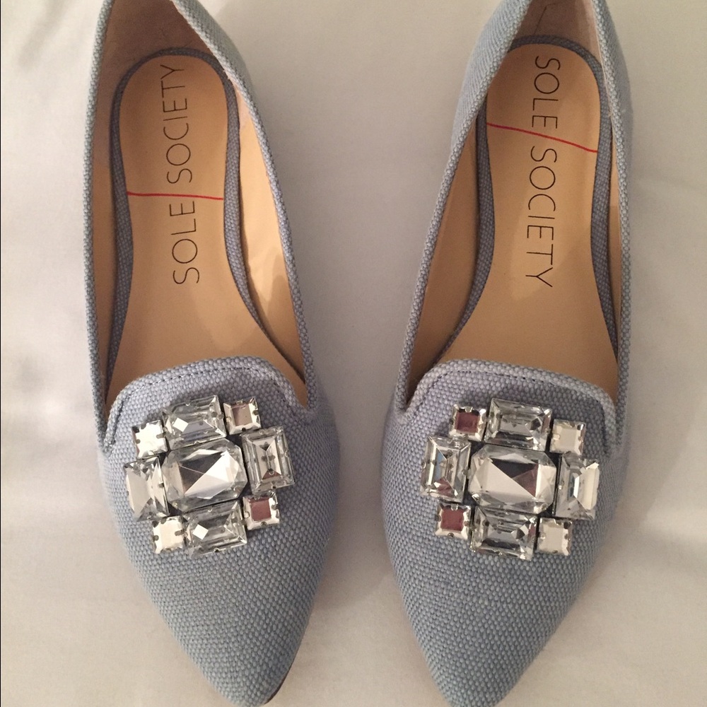 Sole Society Embellished Pointed Toe Flats -Libry