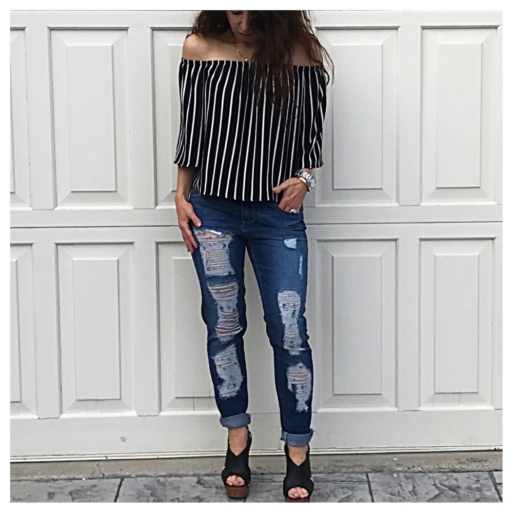 🆕 striped off the shoulder top ONE HOUR SALE - Picture 3 of 7