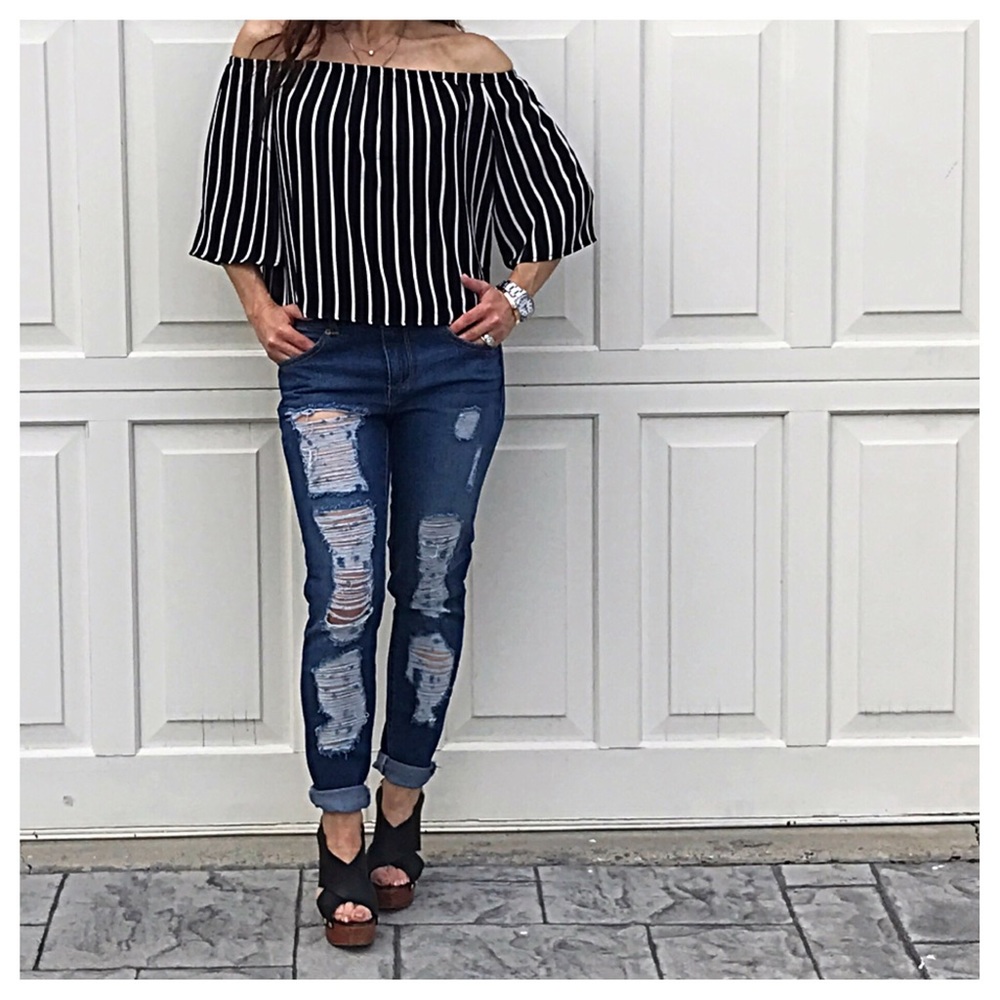 🆕 striped off the shoulder top ONE HOUR SALE - Picture 7 of 7