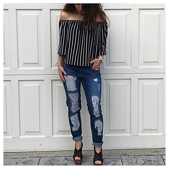 🆕 striped off the shoulder top ONE HOUR SALE - Picture 3 of 7