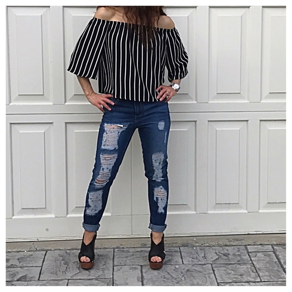 🆕 striped off the shoulder top ONE HOUR SALE - Picture 5 of 7