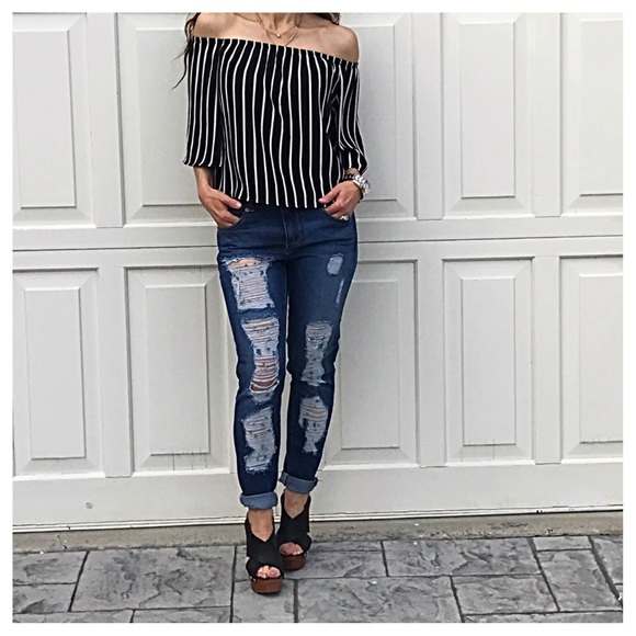 🆕 striped off the shoulder top ONE HOUR SALE - Picture 6 of 7