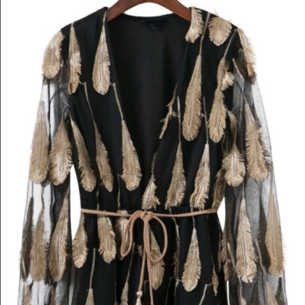 Luxury vintage encrusted feather romper