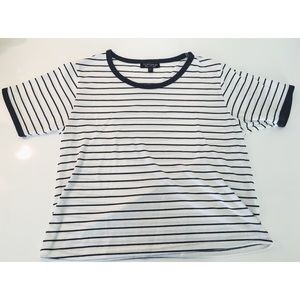 Topshop Striped Crop Top with Short Sleeves