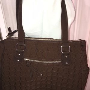 Vera Bradley quilted brown tote Baroque lining