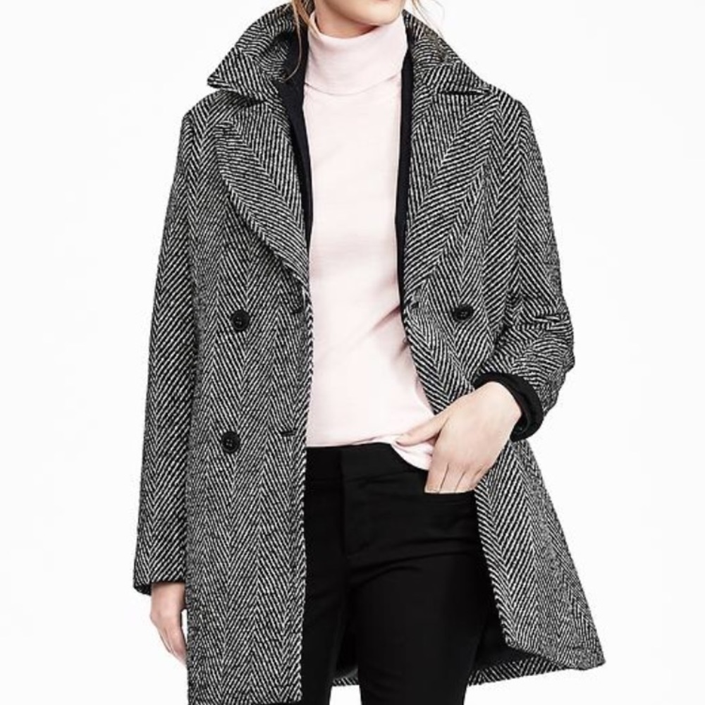 Banana Republic Chevron Jacquard Peacoat