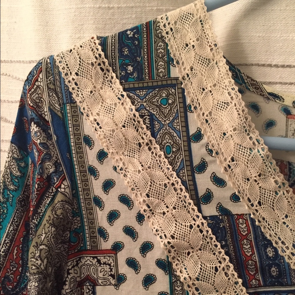 Bohemian Style Top with bell sleeves