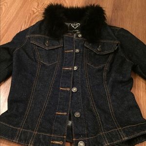 Super cute like new Jean jacket with fur