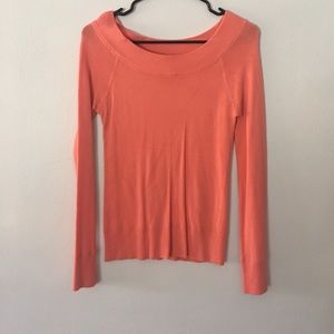 Coral off the shoulders sweater.