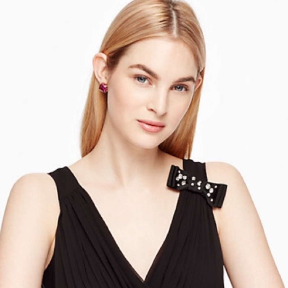 Kate Spade pink glitter square earrings