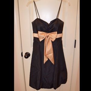 Xscape, Short Black Dress w/ Gold Sash, Size 12