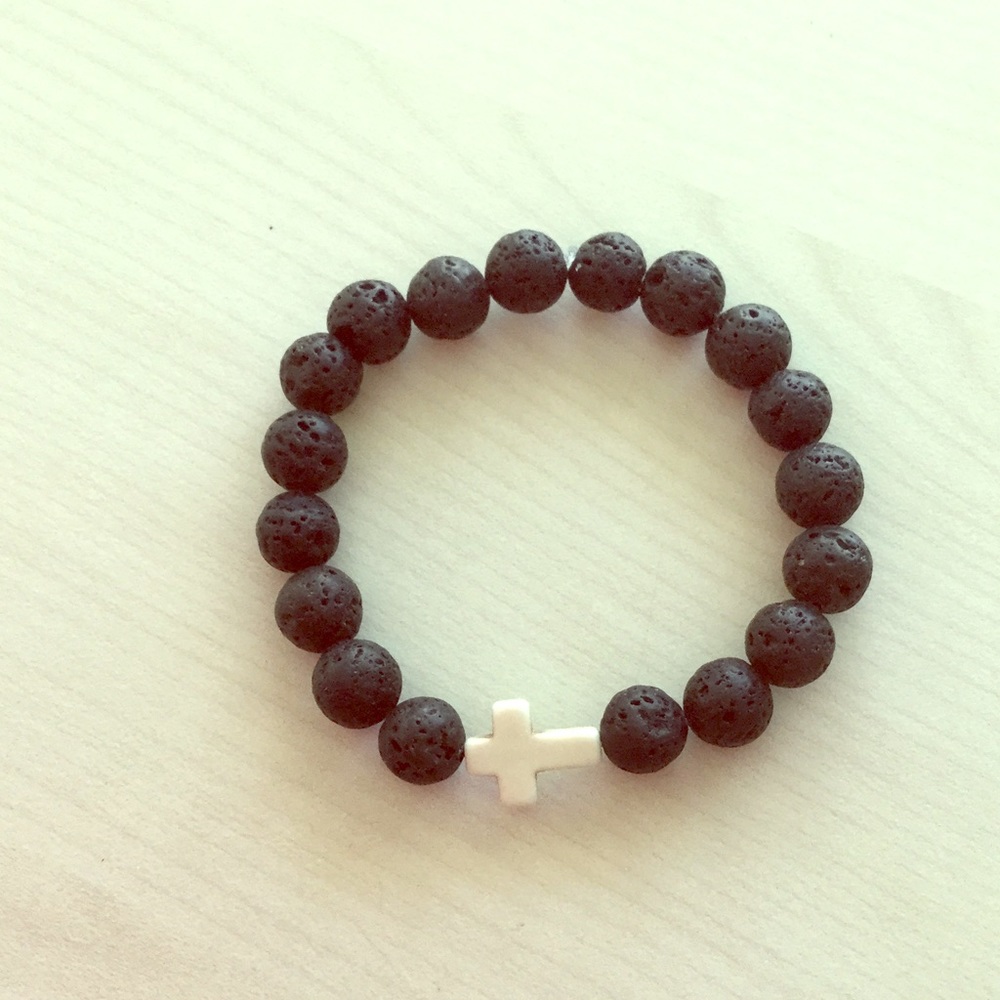 Men's black cross bracelet