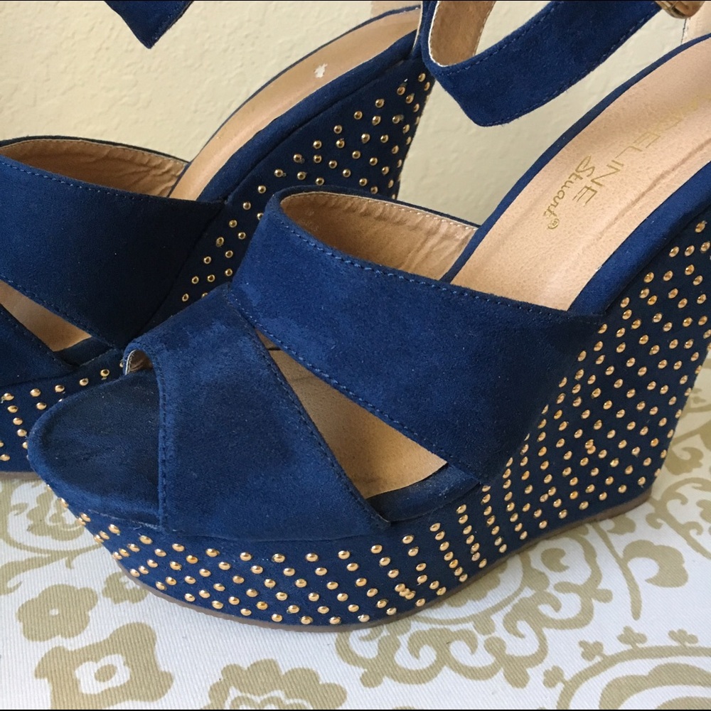 Madeline Stuart Blue Suede Wedges