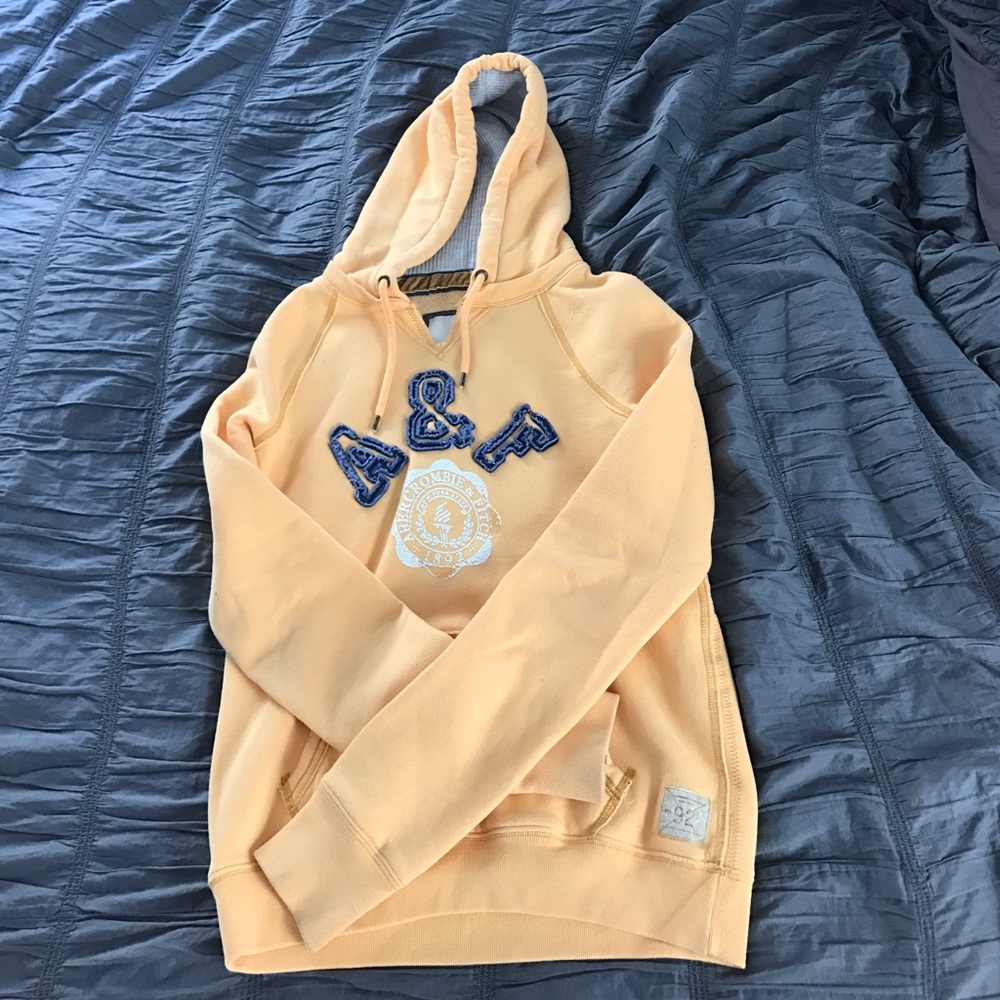Abercrombie and Fitch yellow hooded sweatshirt