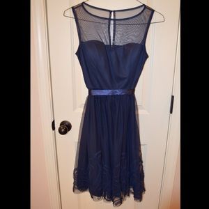 Eliza J, Davids Bridal, Navy Bridesmaid Dress