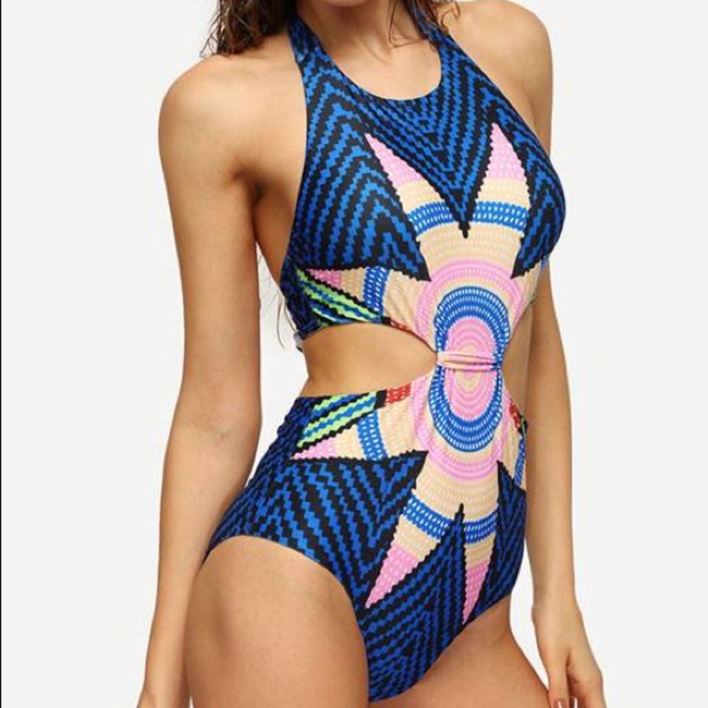 Cut out print bathing suit (one piece)