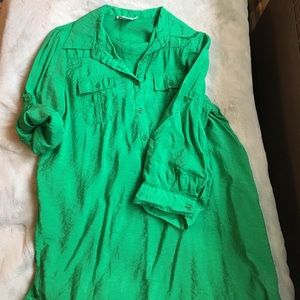 Body Central Kelly Green Collared Button Tunic