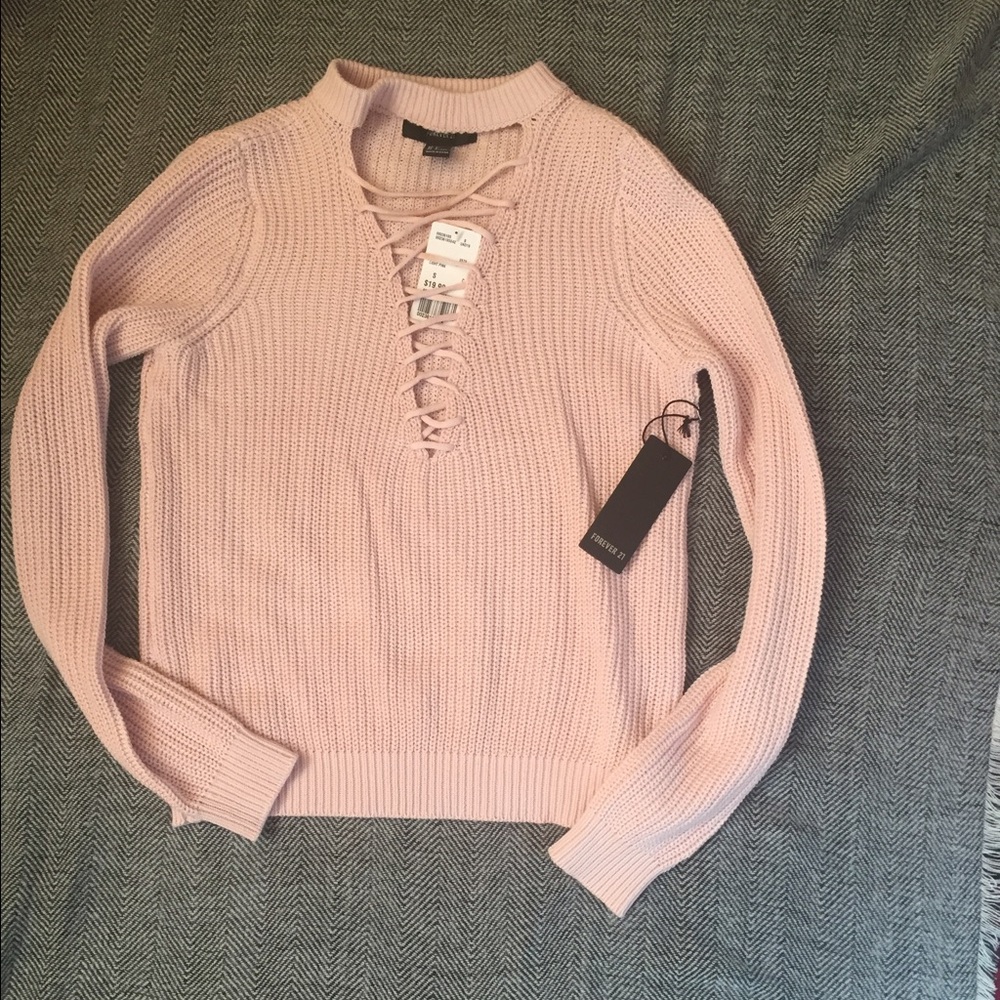 Pink ribbed sweater from Forever21