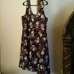 Torrid skull and roses skater dress