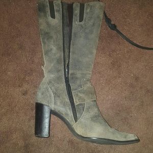 Grey suede boots tall boots 9.5
