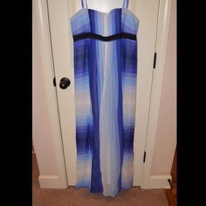 BCBGMAXAZRIA Long Shades of Blue Dress, Size 10