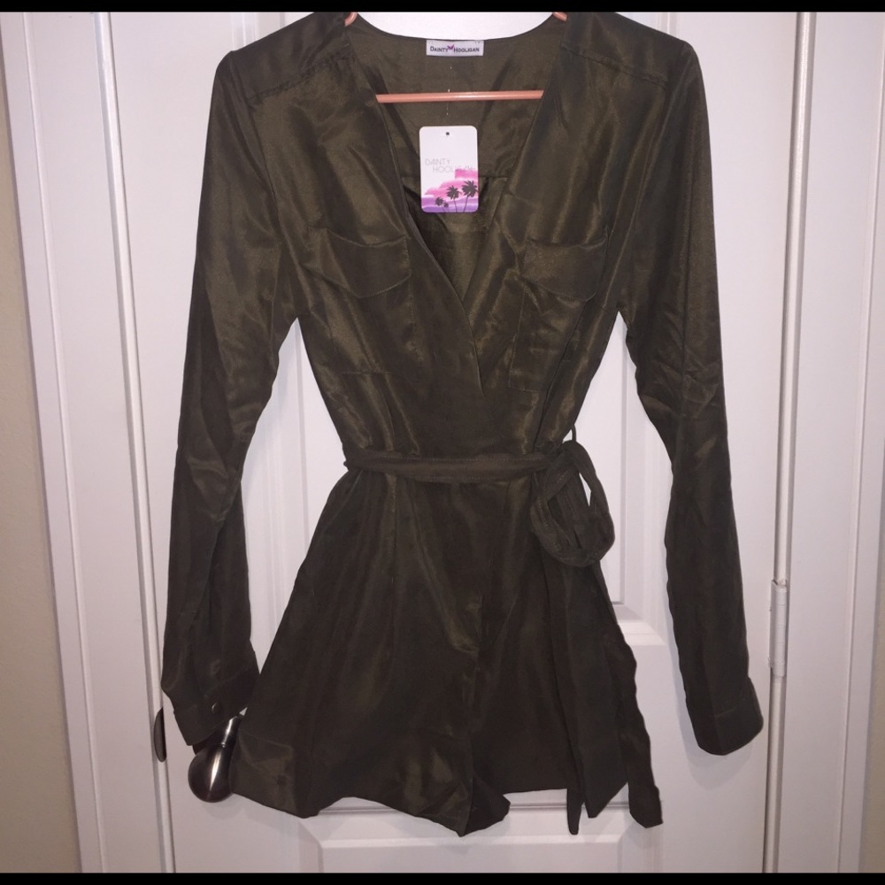 Cute army green romper! Never been worn!