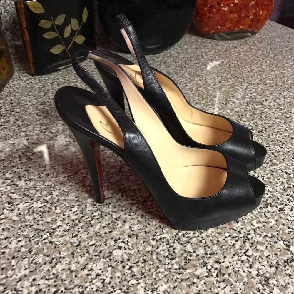 Leather sling back heels