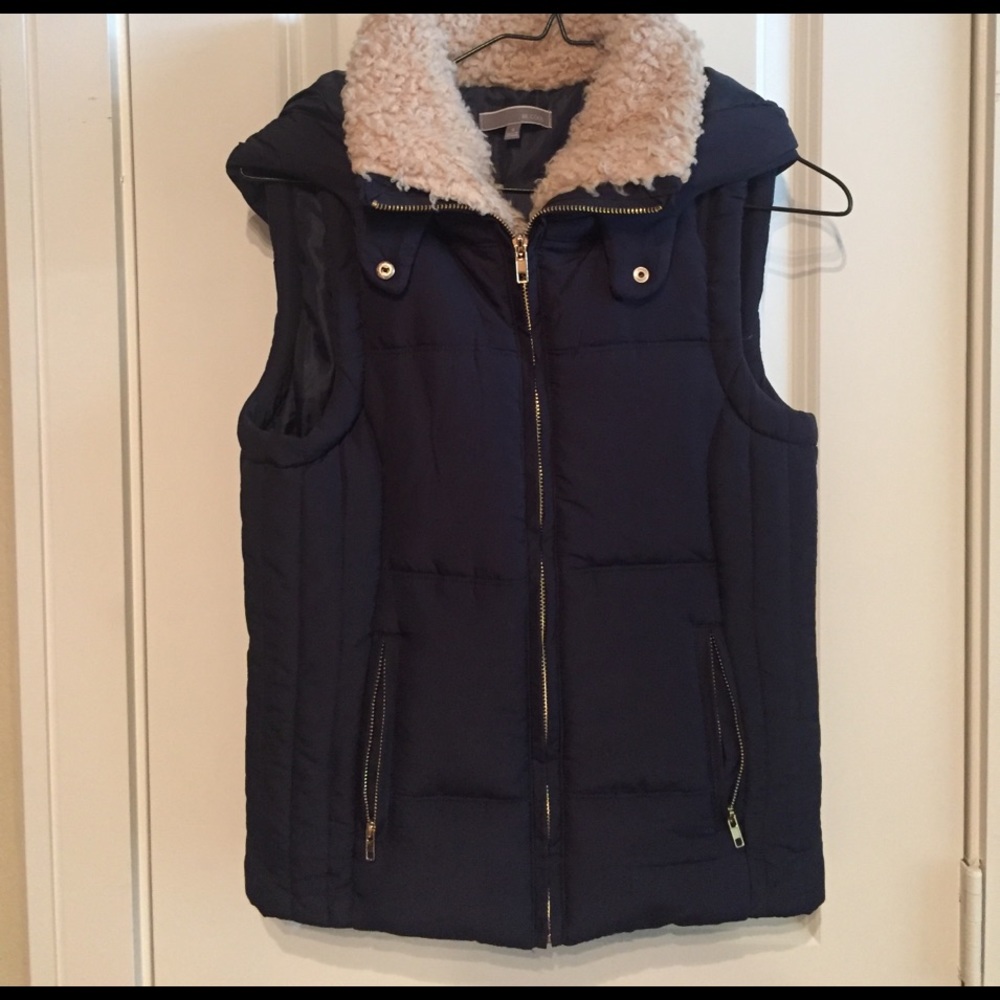 Navy vest with hood!