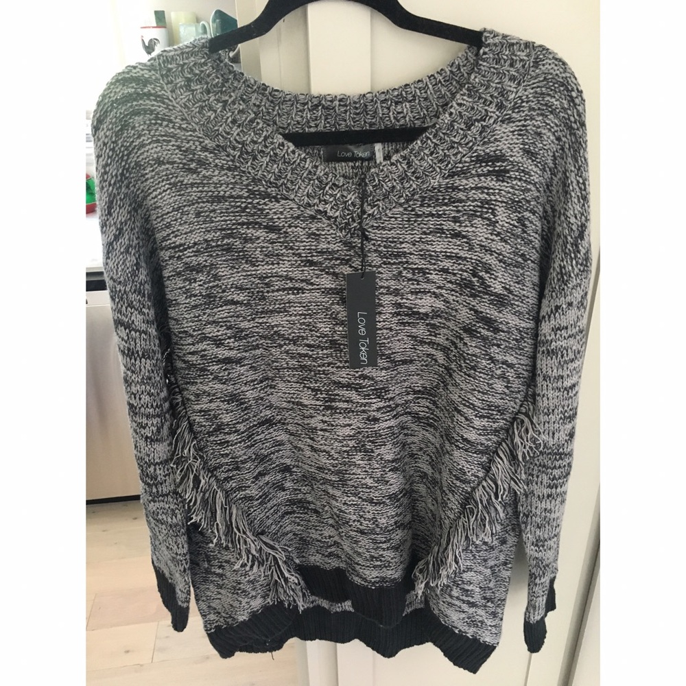 Grey V-neck pullover sweater