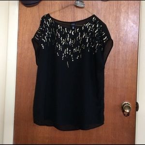 Fancy Sequin Top, Black by Saks 5th Avenue