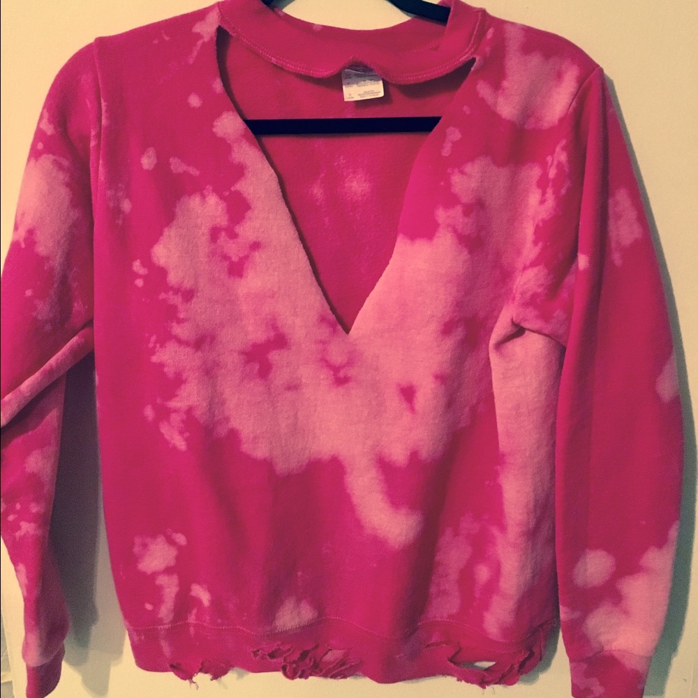 Hot pink distressed sweatshirt