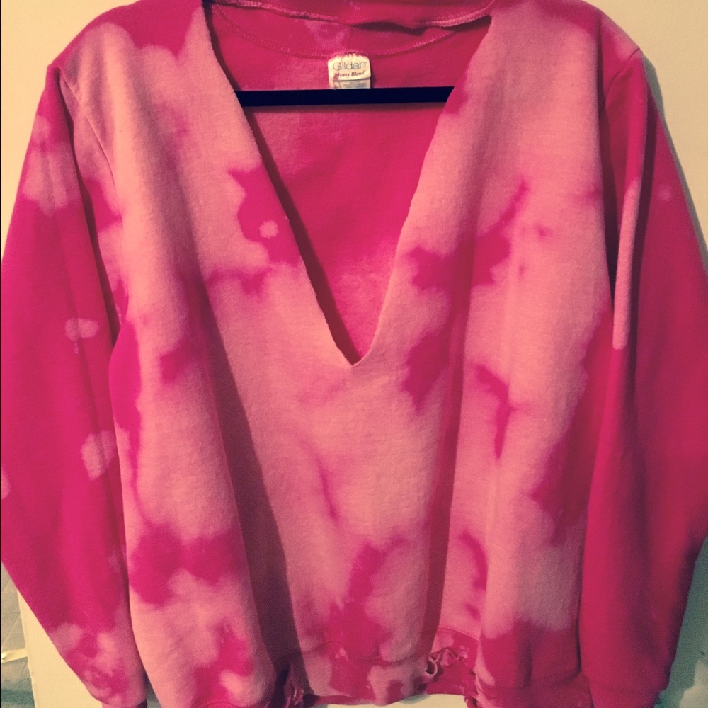 Hot pink distressed sweatshirt