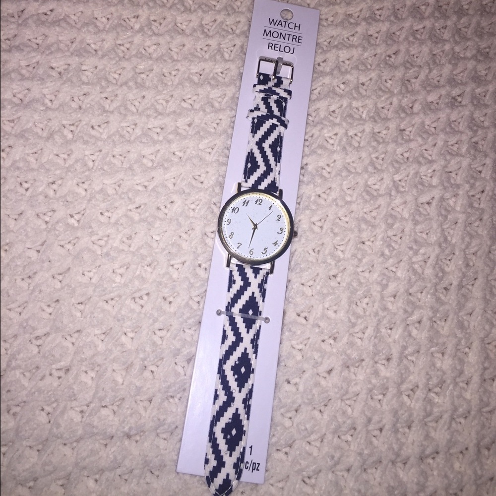 Navy and white Aztec watch