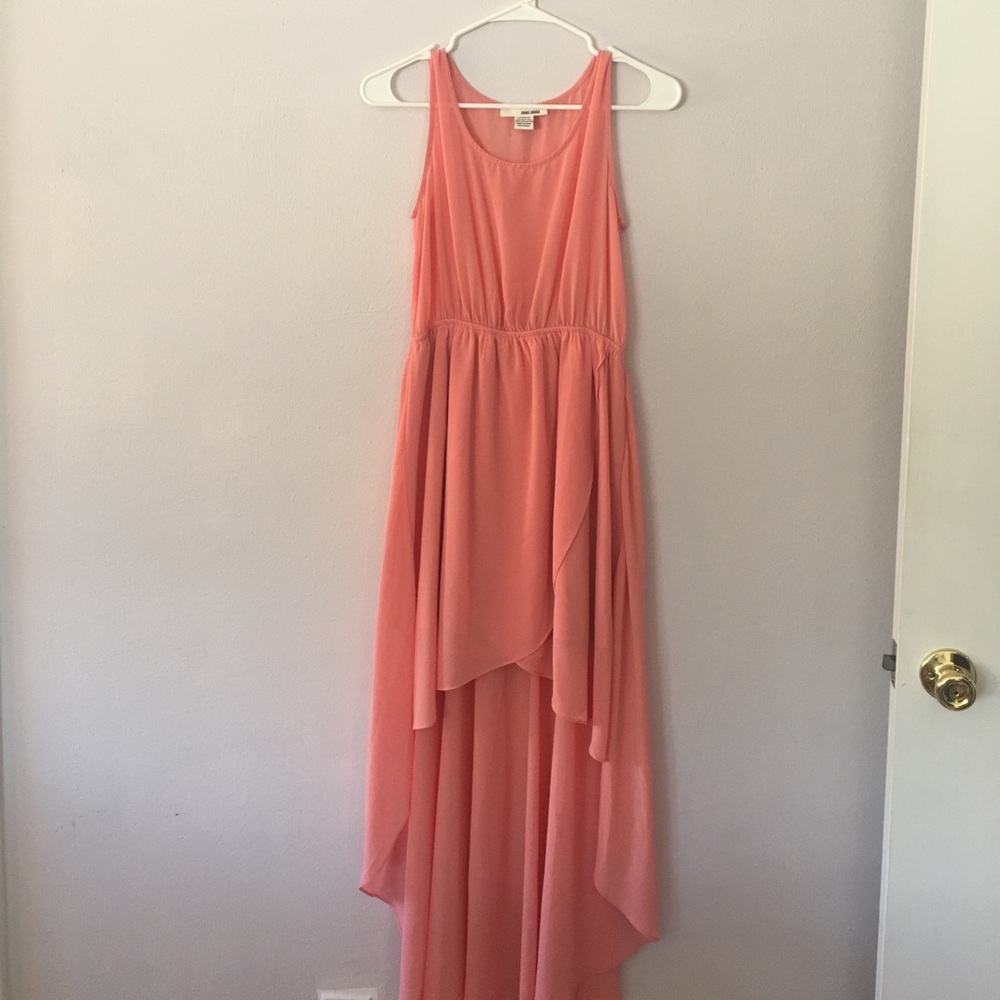 Coral high low dress