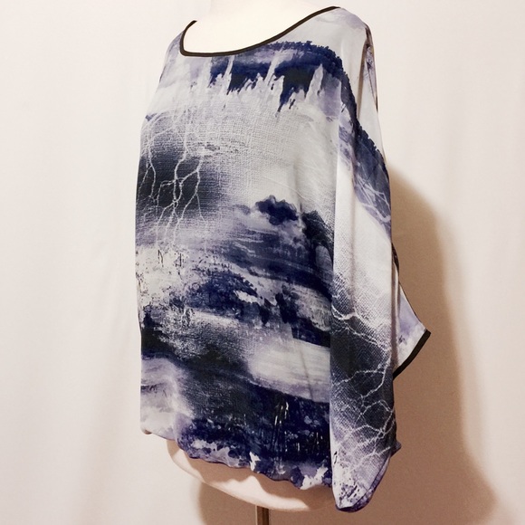 Tops - Purple White & Black Batwing Blouse Sz. XL