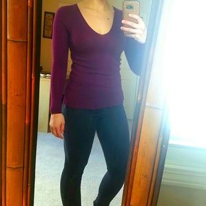 Maroon Ann Taylor sweater w/ chiffon accent