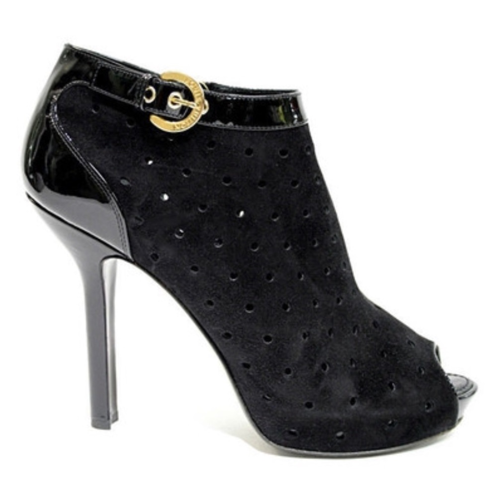 Louis Vuitton Black suede & patent leather booties
