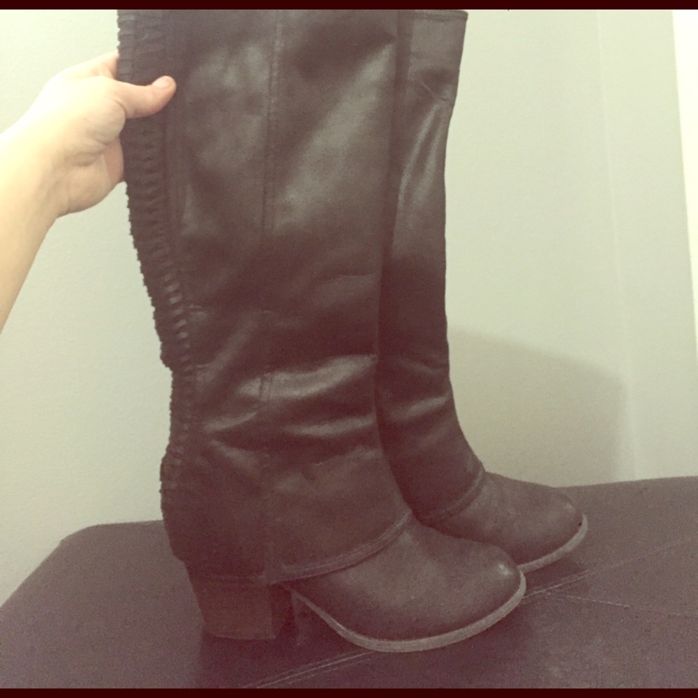 Black knee length boots