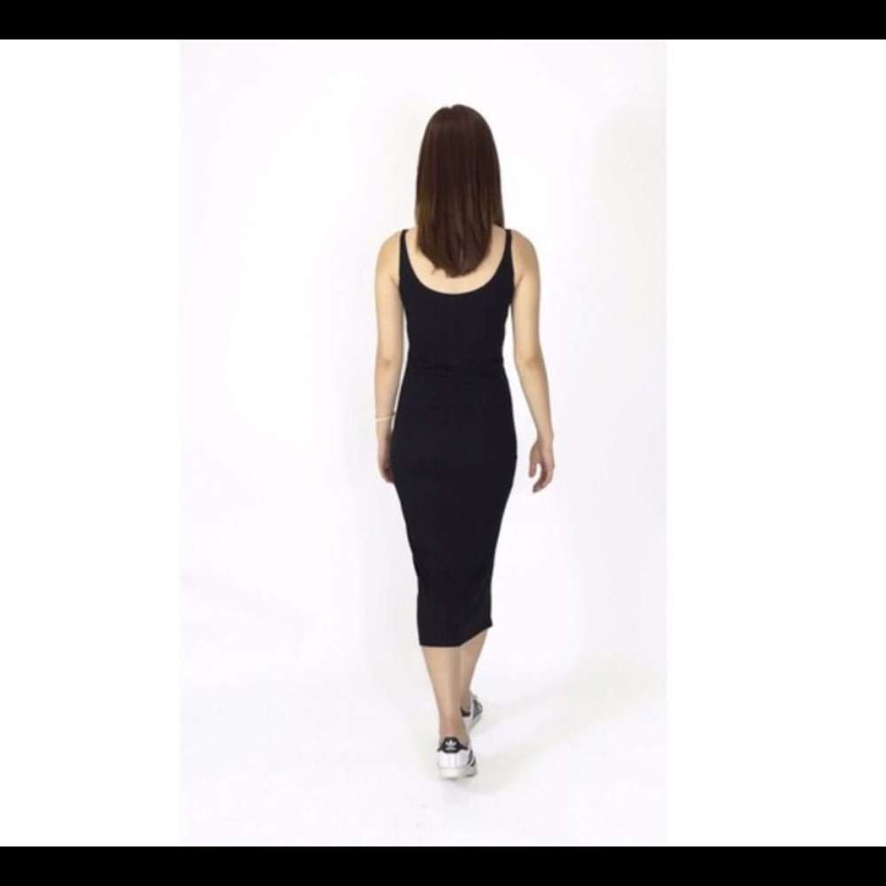 Black Ribbed Bodycon Midi Dress - Picture 4 of 7