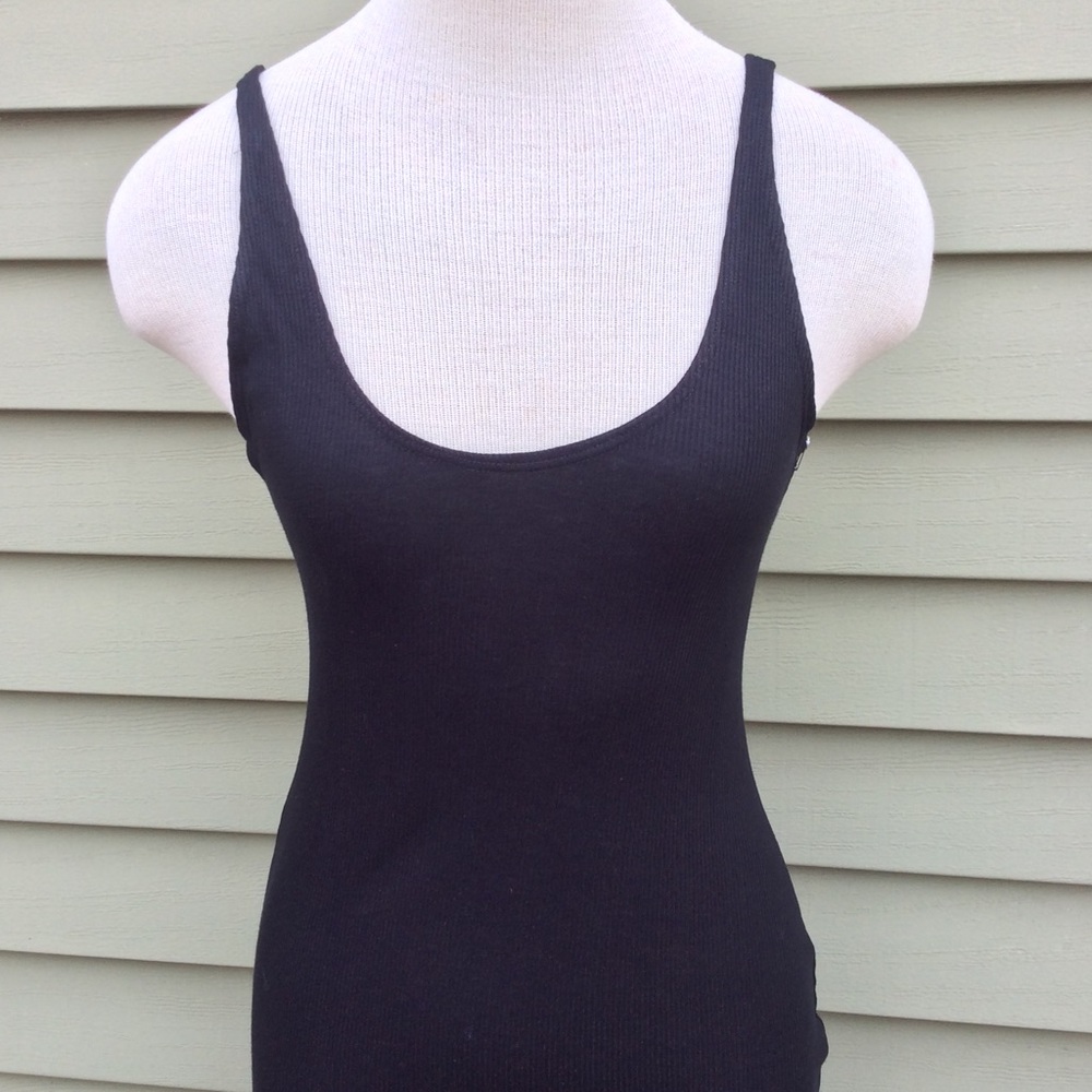 Black Ribbed Bodycon Midi Dress - Picture 5 of 7