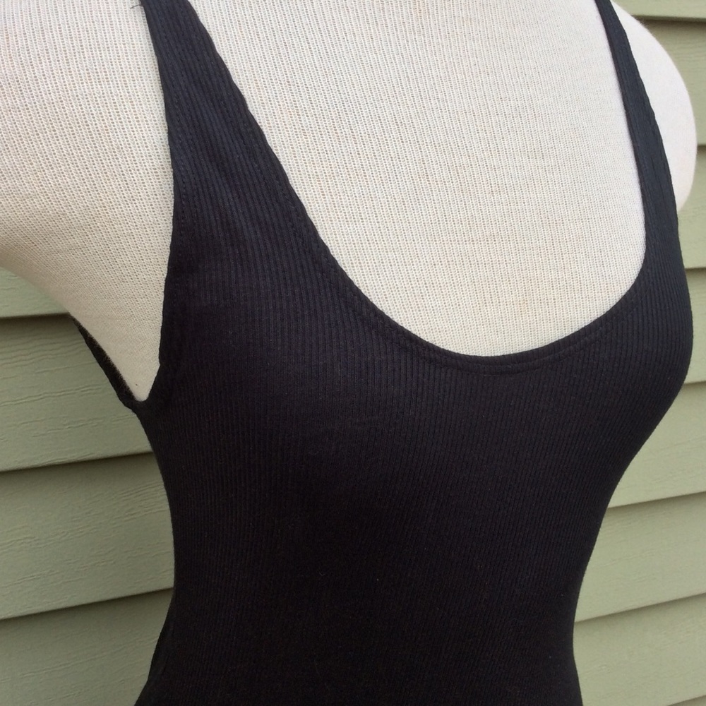 Black Ribbed Bodycon Midi Dress - Picture 7 of 7