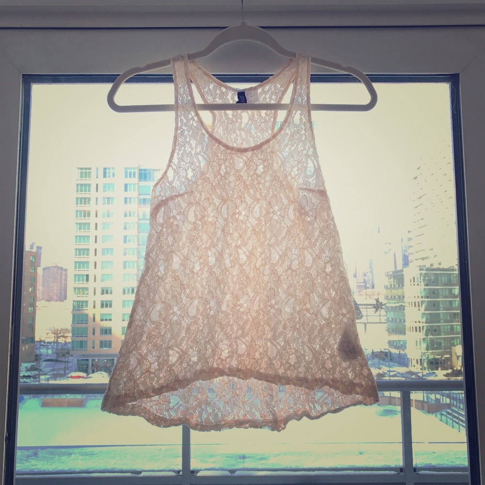 Pink Lace Racerback Tank