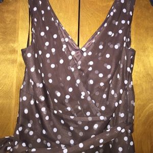 WHBM Brown with white polka-dot dress